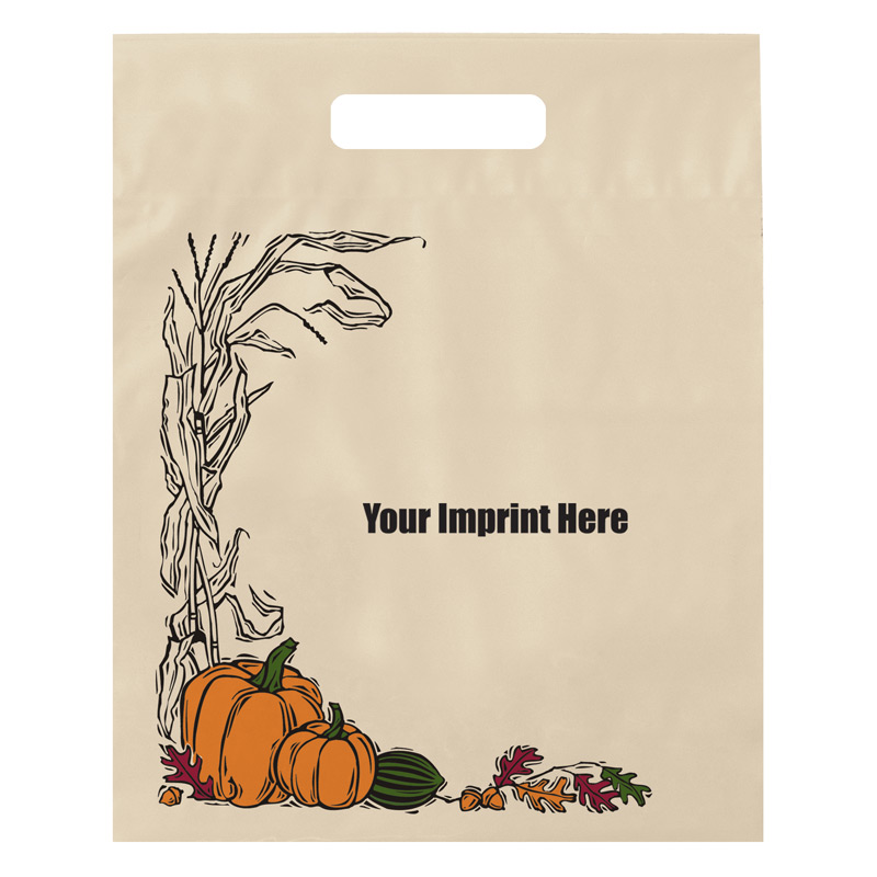 Halloween Stock Design Ivory Die Cut Bag ? Autumn Harvest (12"x15"x3") - Flexo Ink