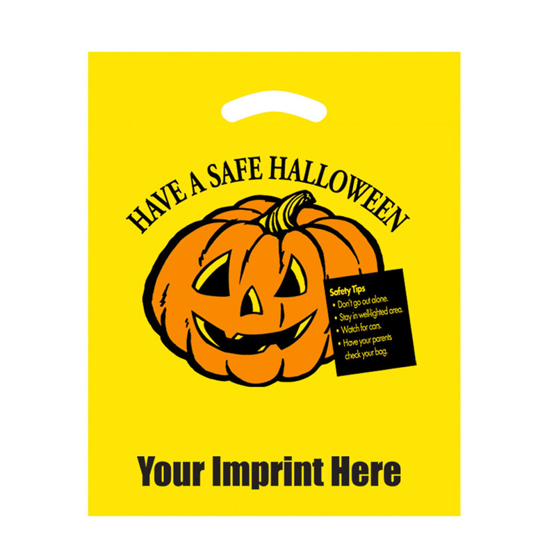 Halloween Stock Design Yellow Die Cut Bag ? Have a Safe Halloween (12"x15") - Flexo Ink