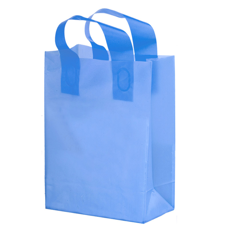 Color Frosted Soft Loop Plastic Shopper Bag w/Insert (10"x5"x13") - Flexo Ink