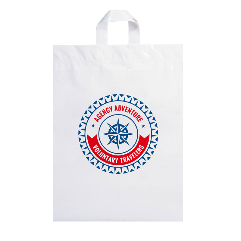 Fused Soft Loop Handle Plastic Bag (12"x15"x5") - Flexo Ink