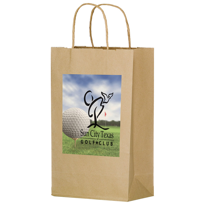 Natural Kraft Paper Shopper Tote Bag w/Full Color (10"x5"x13") - Color Evolution