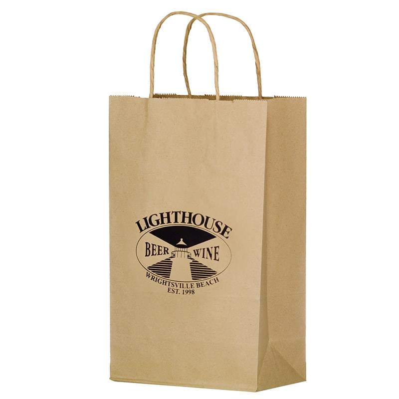 Natural Kraft Paper Shopper Tote Bag (10"x5"x13") - Flexo Ink