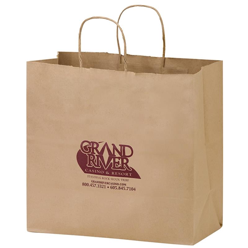 Natural Kraft Paper Carry-Out Bag (13"x7"x12 3/4") - Flexo Ink