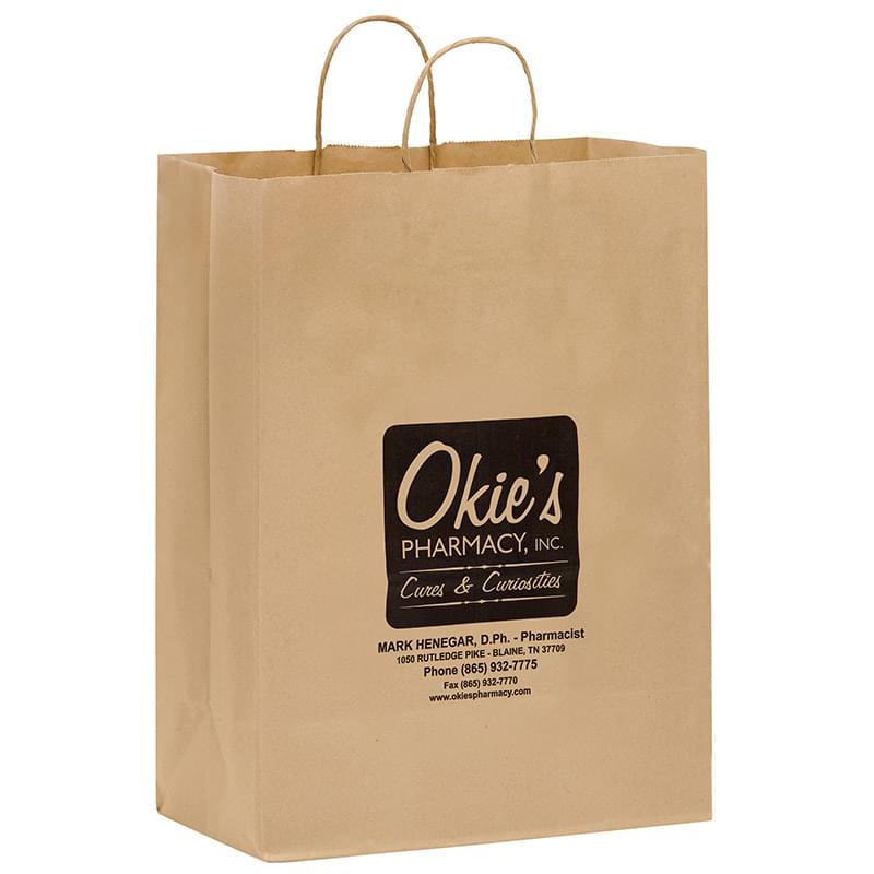 Natural Kraft Paper Shopper Tote Bag (13"x7"x17") - Flexo Ink