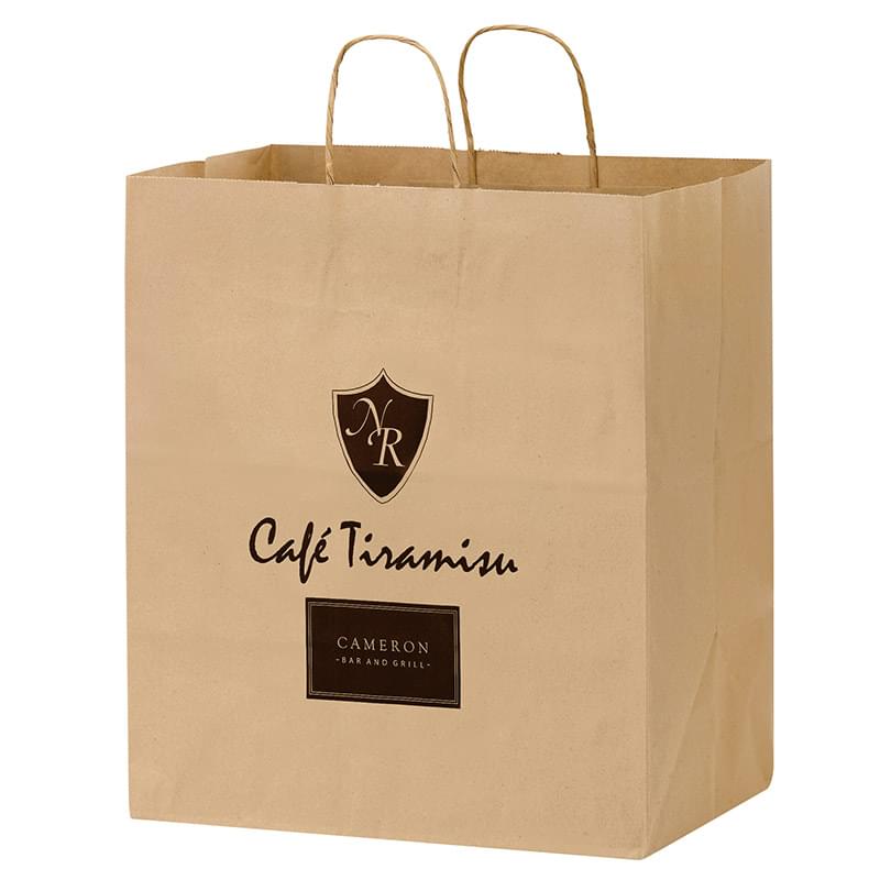 Natural Kraft Paper Carry-Out Bag (14 1/2"x9 1/2"x16 1/4") - Flexo Ink