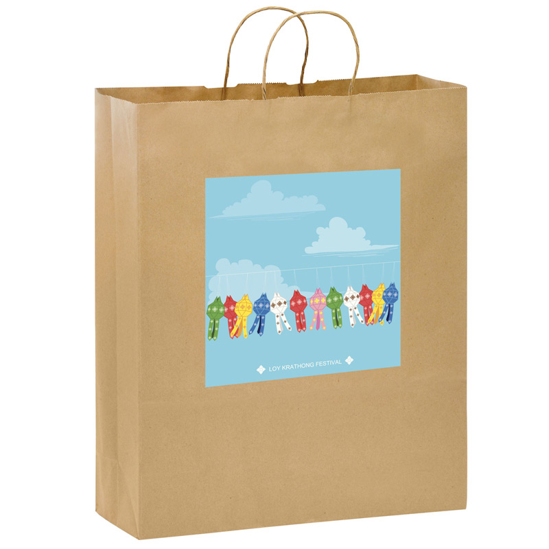 Natural Kraft Paper Shopper Tote Bag w/Full Color (16"x6"x19") - Color Evolution