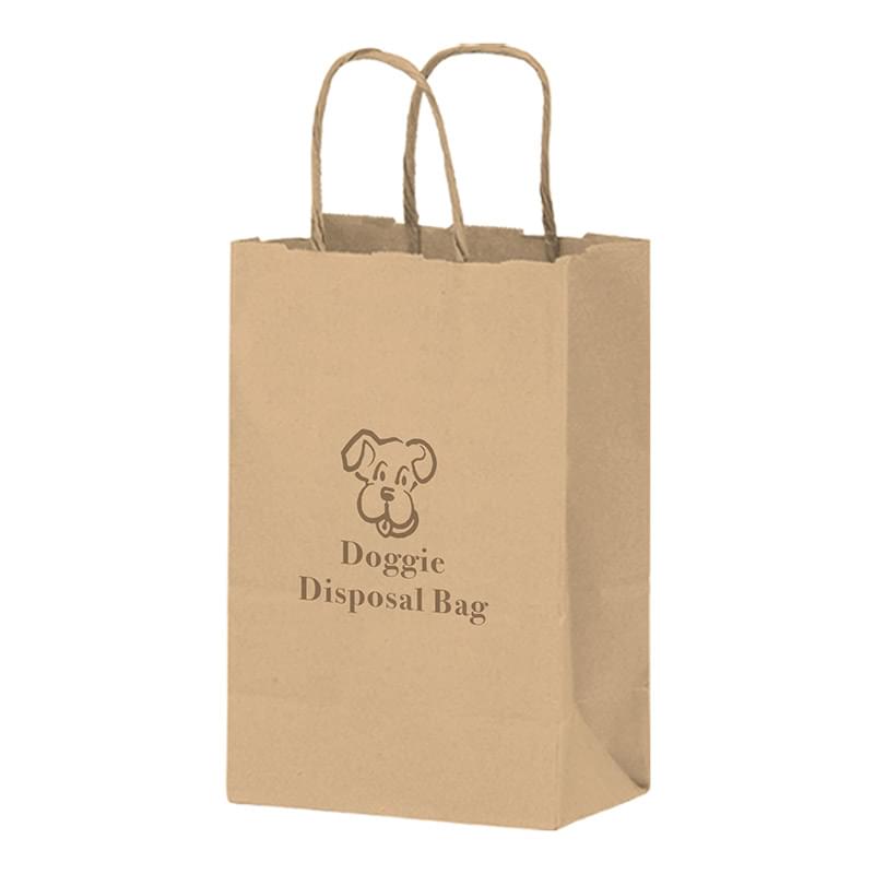 Natural Kraft Twisted Paper Handle Shopper |5 1/2x3 1/4x8 3/8| - Flexo Ink