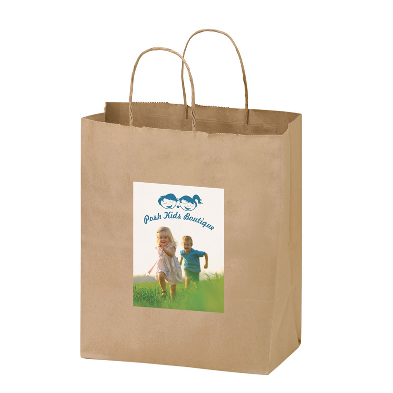 Natural Kraft Paper Shopper Tote Bag w/Full Color (8"x4 3/4"x10 1/4") - Color Evolution
