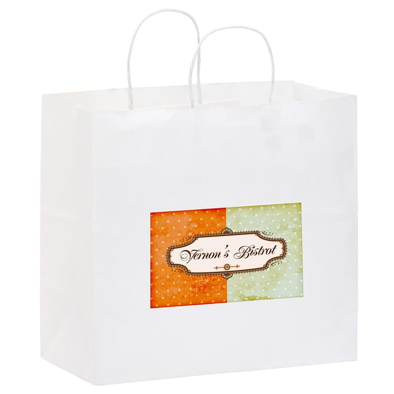 White Kraft Paper Take-Out Twisted Paper Handle Shopper |13x7x12 3/4| - Color Evolution