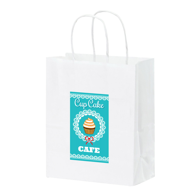 White Kraft Paper Shopper Tote Bag w/Full Color (8"x4 3/4"x10 1/4") - Color Evolution