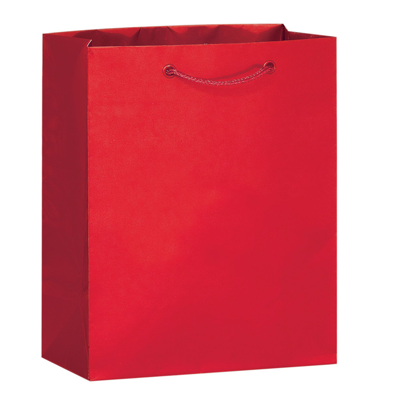 Gloss Laminated Euro Tote Bag w/Macrame Rope Handles (8"x4"x10") - Foil Stamp
