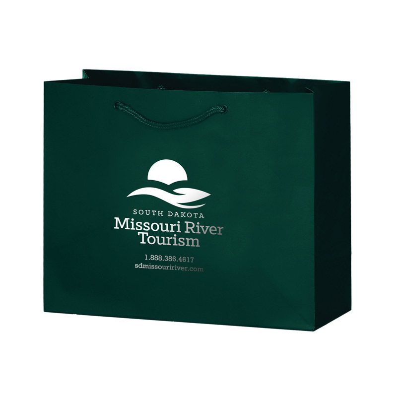 Gloss Laminated Euro Tote Bag w/Macrame Rope Handles (9"x3"x7") - Foil Stamp