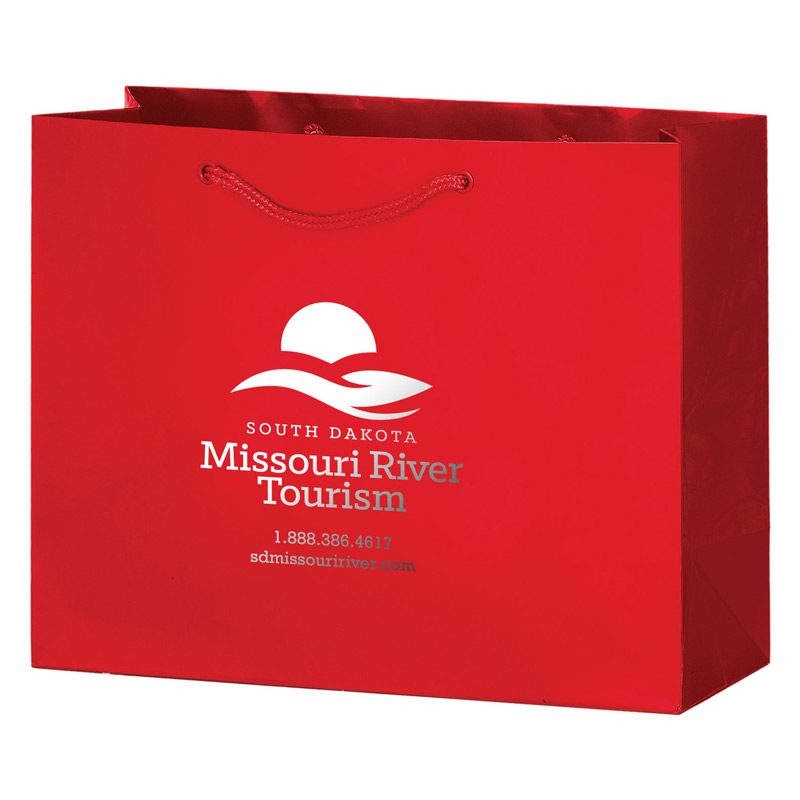 Gloss Laminated Euro Tote Bag w/Macrame Rope Handles (9"x3"x7") - Foil Stamp