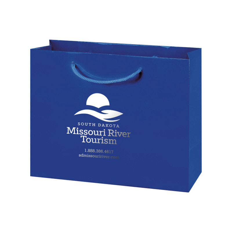 Gloss Laminated Euro Tote Bag w/Macrame Rope Handles (9"x3"x7") - Foil Stamp