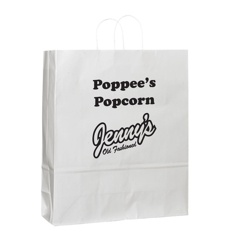 White Gloss Paper Shopper Tote Bag (16"x6"x19") - Foil Stamp