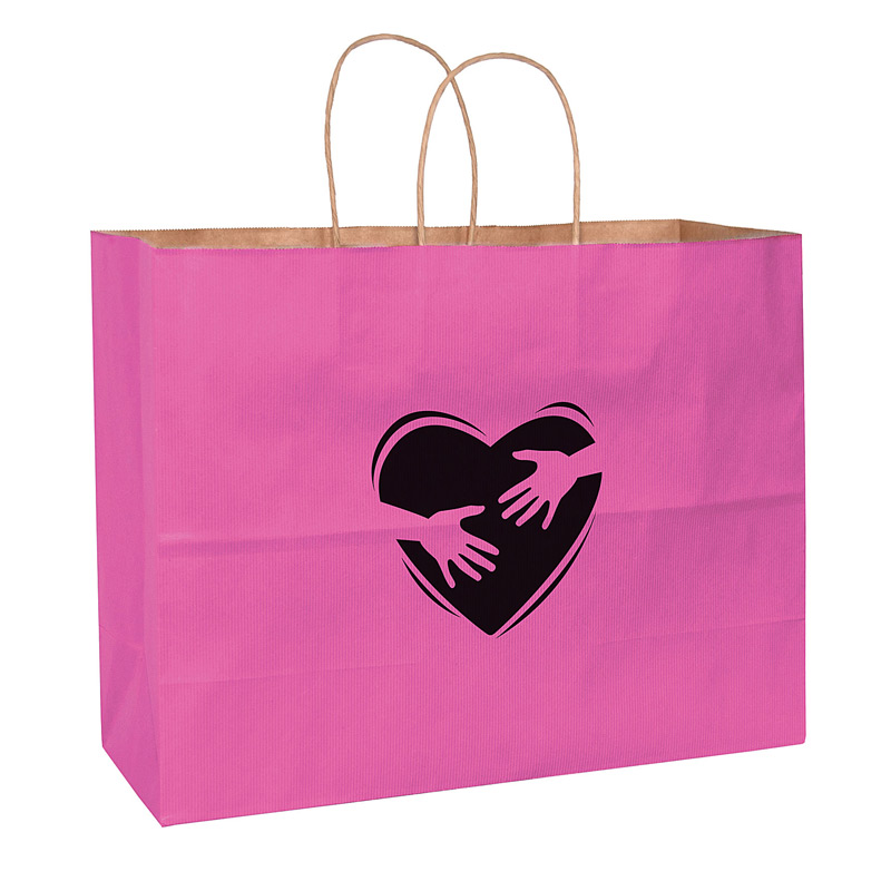Breast Cancer Awareness Pink Matte Color Paper Shopper Bag (16"x6"x13") - Foil Stamp