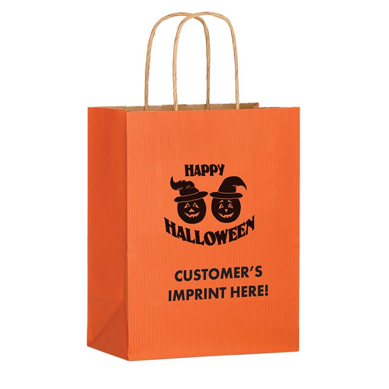 Halloween Stock Design Matte Orange Shopper ? Pumpkins - Customized (8"x4 3/4"x10 1/2") - Flexo Ink