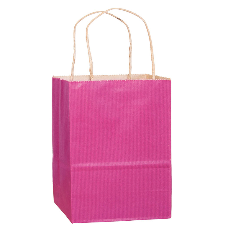 Matte Color Paper Shopper Tote Bag (8"x4 3/4"x10 1/2") - Flexo Ink