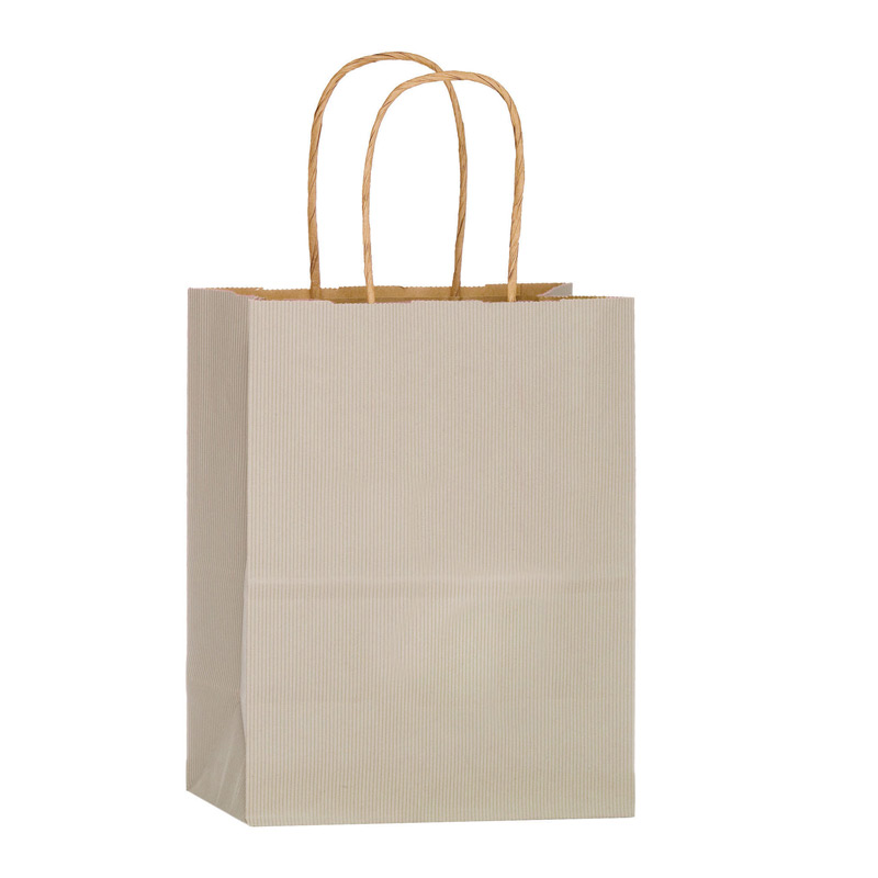 Matte Color Paper Shopper Tote Bag (8"x4 3/4"x10 1/2") - Flexo Ink