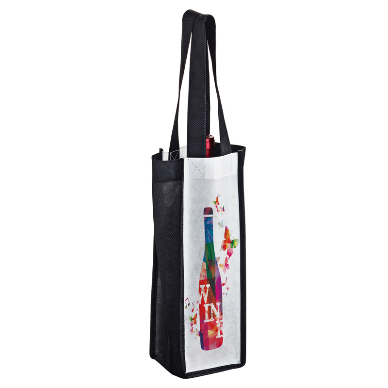Full Coverage PET Non-Woven Sublimated 1 Bottle Wine Tote Bag – Sublimation