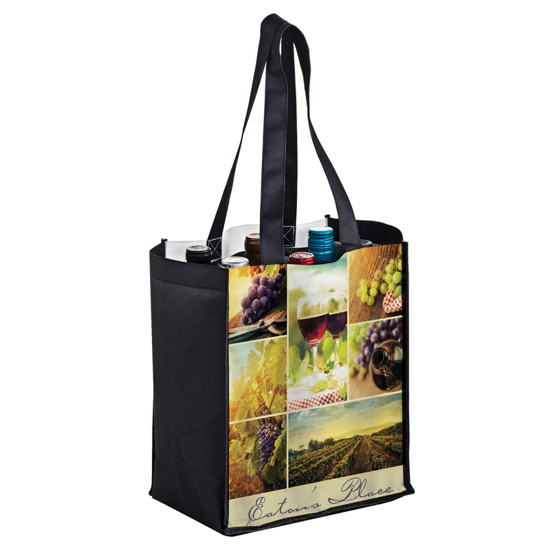 Full Coverage PET Non-Woven Sublimated 6 Bottle Wine Tote Bag – Sublimation