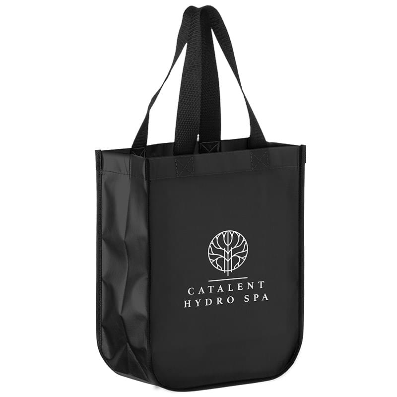 Matte Laminated Tote with Curved Corners & Black Side Gussets (9 1/2"x4 1/2"x11 1/2"H) - Screen Print