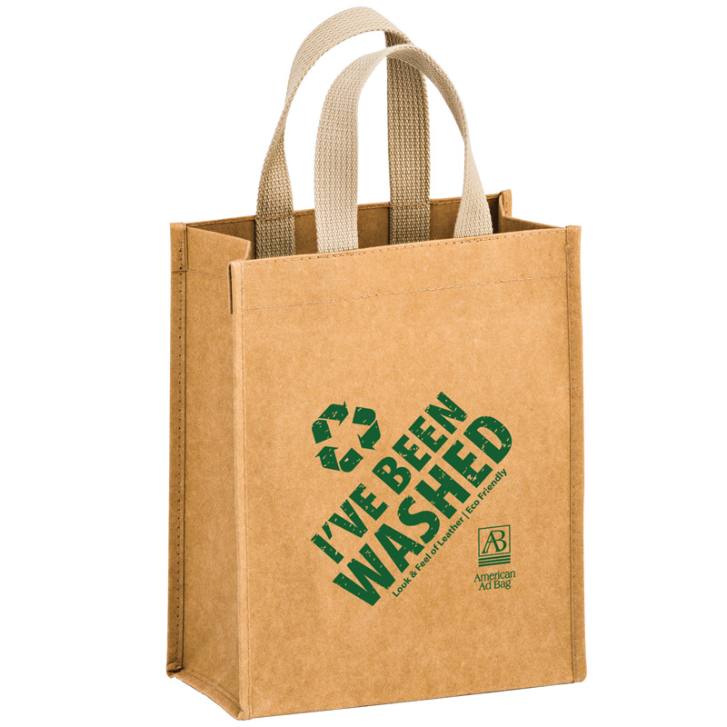 CYCLONE - Washable Kraft Paper Tote Bag w/ Web Handle (8"x4"x10") - SP