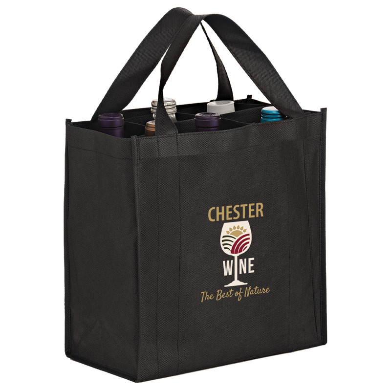 6 Bottle Non-Woven Wine Tote Bag with removable divider
