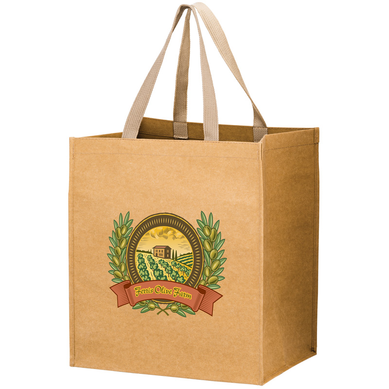 TYPHOON - Washable Kraft Paper Grocery Tote Bag w/ Web Handle (13"x10"x15") - EV