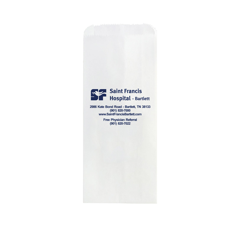 White Kraft Paper Prescription Bag (5"x2"x12") - Flexo Ink