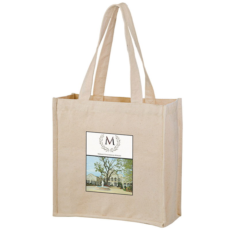 Heavyweight Cotton Wine & Grocery Tote Bag - 2 Bottle holders (13"x5"x13") - Color Evolution