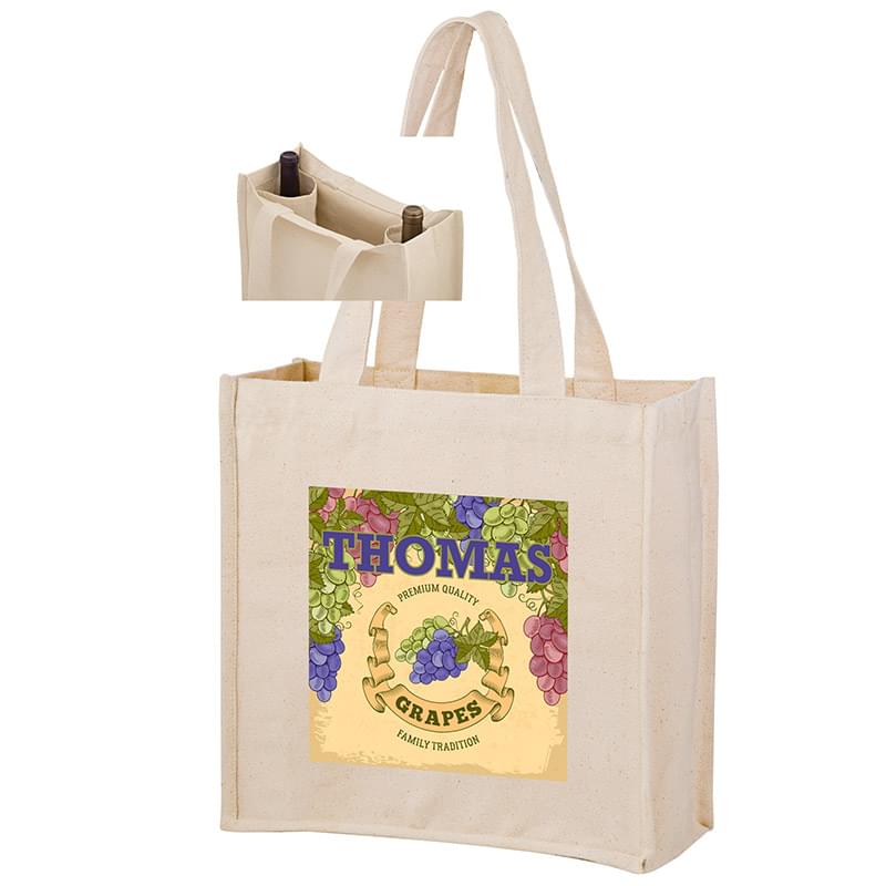 Heavyweight Cotton Tote Bag with 2 Bottle Holders |13x5x13| - Color Evolution