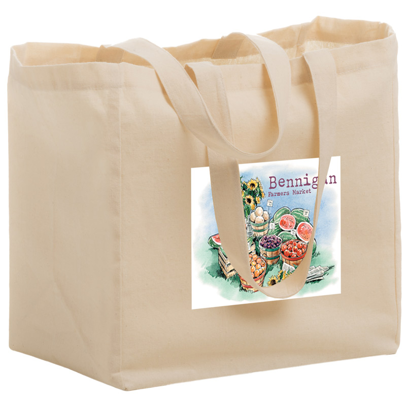 Cotton Canvas Grocery Tote Bag w/Full Color (12"x8"x13") - Color Evolution