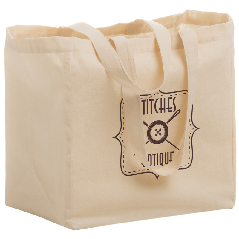 Cotton Canvas Grocery Tote Bag (12"x8"x13") - Screen Print