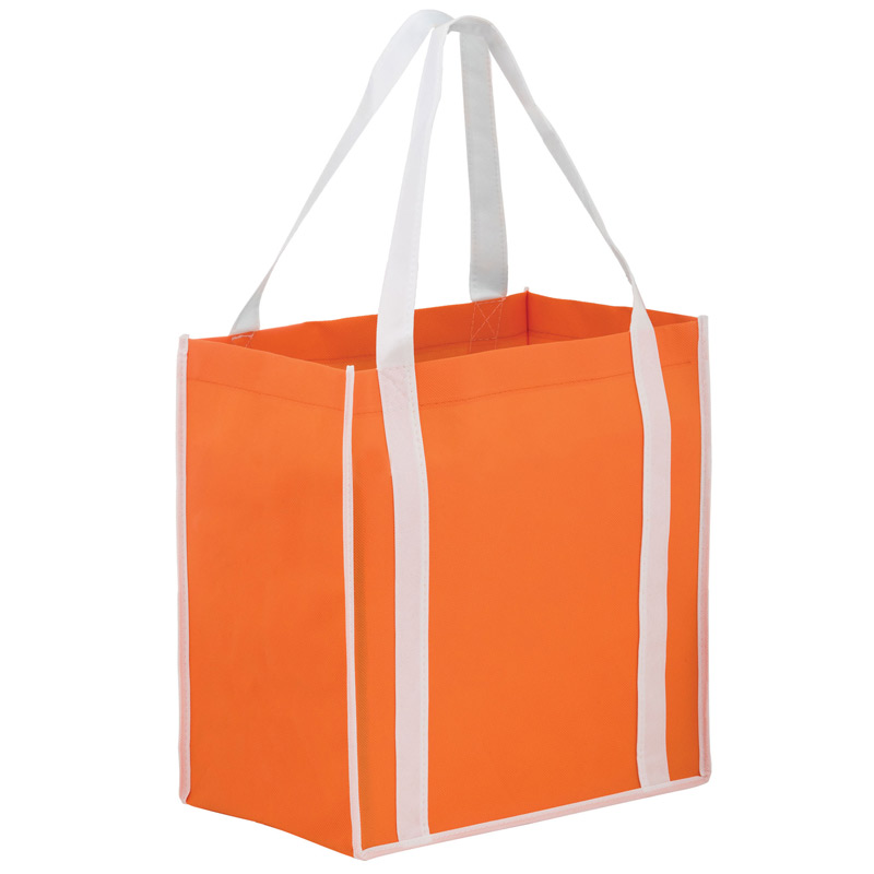 Two-Tone Heavy Duty Non-Woven Grocery Bag w/Insert and Full Color (12"x8"x13") - Color Evolution