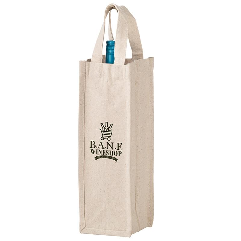 Heavyweight Cotton Canvas 1 Bottle Wine Tote w/Full Color (4 1/2"x4 1/2"x14") - Screen Print