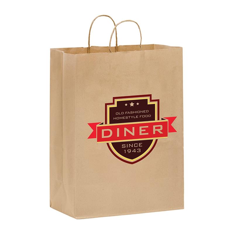 Natural Kraft Twisted Paper Handle Shopper - DIGITAL SPLASH |13x7x17|