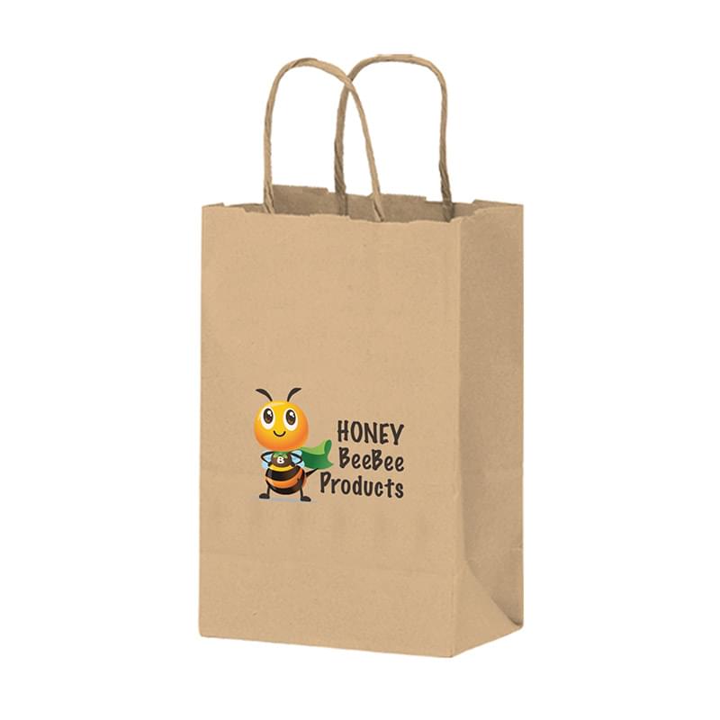 Natural Kraft Twisted Paper Handle Shopper - DIGITAL SPLASH |5 1/2x3 1/4x8 3/8|