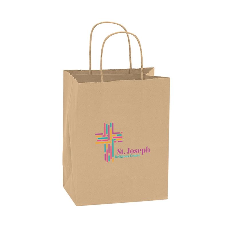 Natural Kraft Twisted Paper Handle Shopper - DIGITAL SPLASH |8x4x10 1/4| - Full Color/CMYK