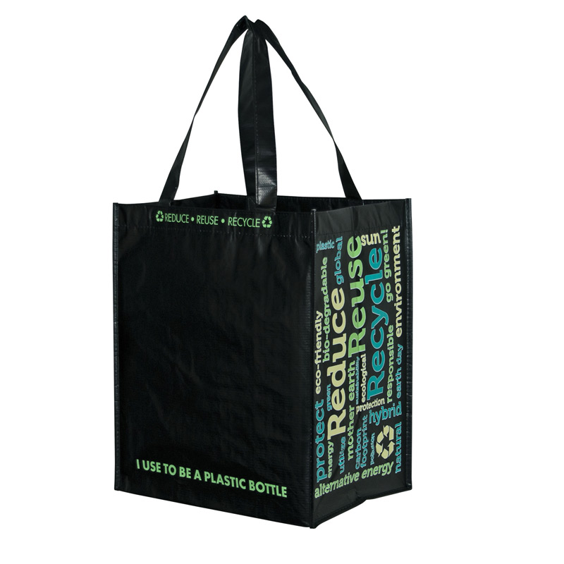 Laminated 100% Recycled P.E.T. Grocery Tote Bag (12"x8"x13") - Screen Print