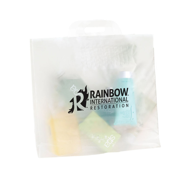 Clear Frosted Soft Bridge Handle Plastic Bag (14"x10"x4") - Flexo Ink