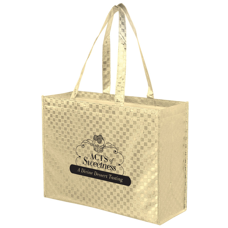 Metallic Gloss Designer Tote Bag w/Patterned Finish (16"x6"x13") - Screen Print