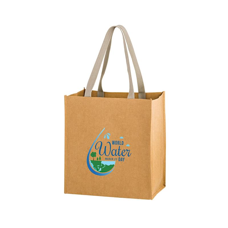 RIVER - Lightweight Washable Kraft Paper Grocery Tote Bag with Web Handle |12x8x13| - Color Evolution