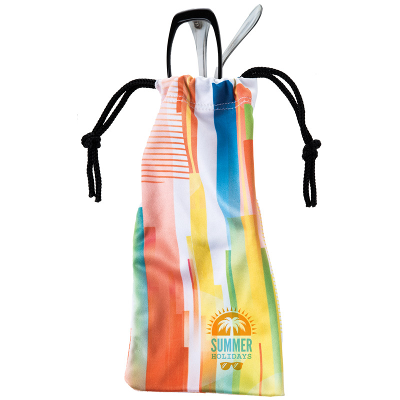 Microfiber Pouch w/Drawstring & Full Color Wrap (3 1/2"x7") - Sublimated