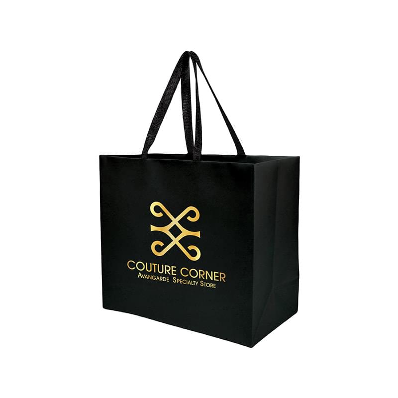 Sugarcane Paper Sustainable Bag with Embedded Web-Style Paper Handle |13x5x10| - Foil Stamp