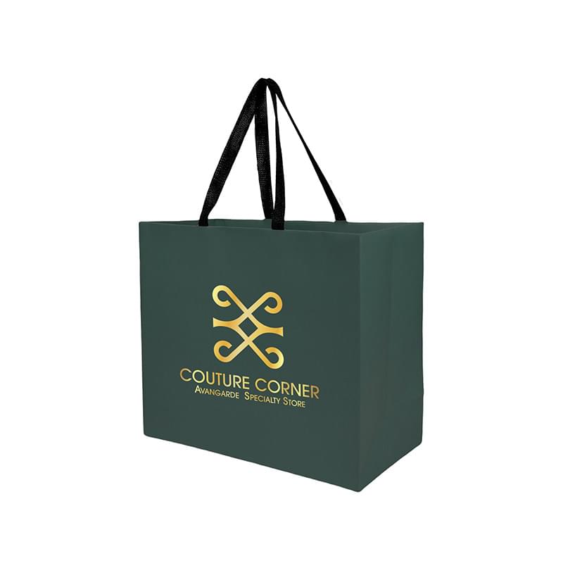 Sugarcane Paper Sustainable Bag with Embedded Web-Style Paper Handle |13x5x10| - Foil Stamp