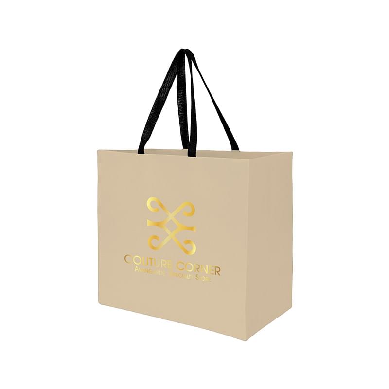 Sugarcane Paper Sustainable Bag with Embedded Web-Style Paper Handle |13x5x10| - Foil Stamp