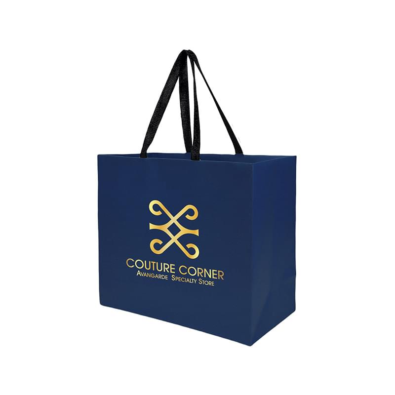 Sugarcane Paper Sustainable Bag with Embedded Web-Style Paper Handle |13x5x10| - Foil Stamp