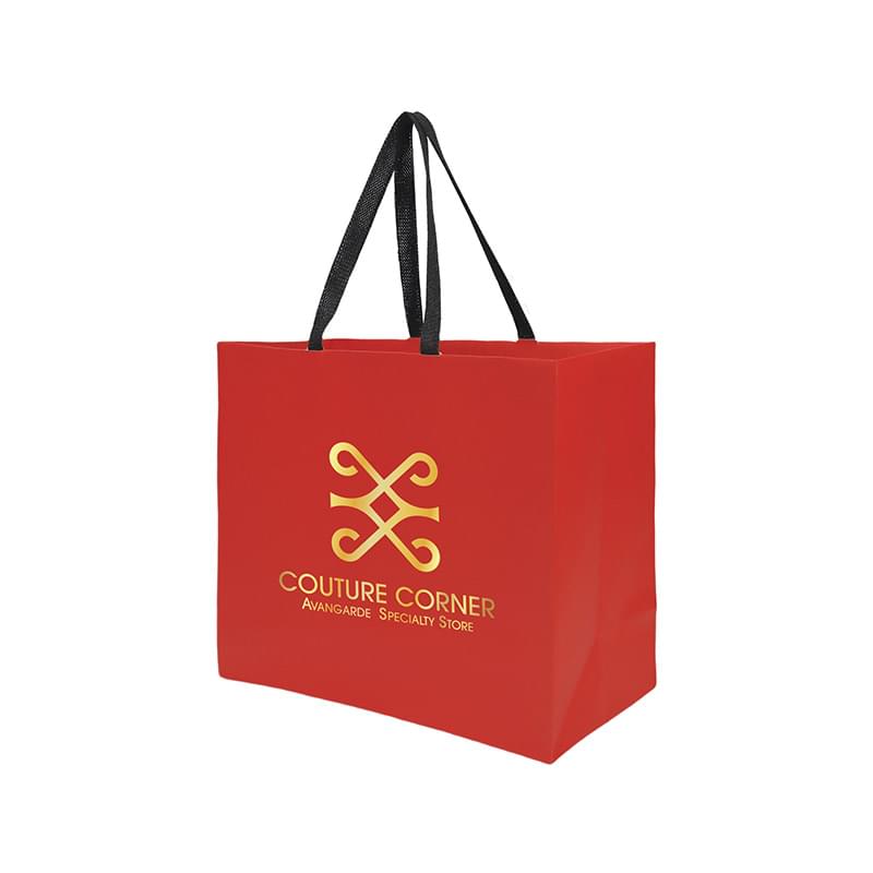 Sugarcane Paper Sustainable Bag with Embedded Web-Style Paper Handle |13x5x10| - Foil Stamp