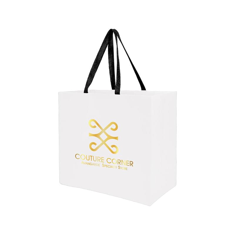 Sugarcane Paper Sustainable Bag with Embedded Web-Style Paper Handle |13x5x10| - Foil Stamp